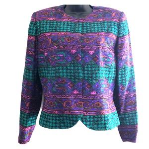 A multi- colored button down.